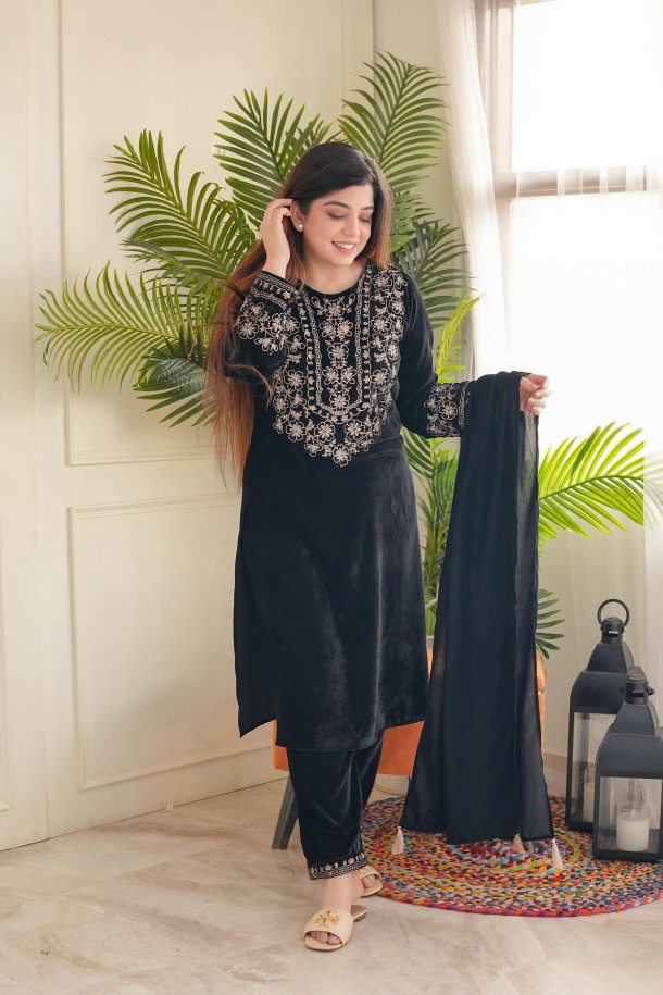Akshar Shanya Heavy Velvet Readymade Suits Catalog